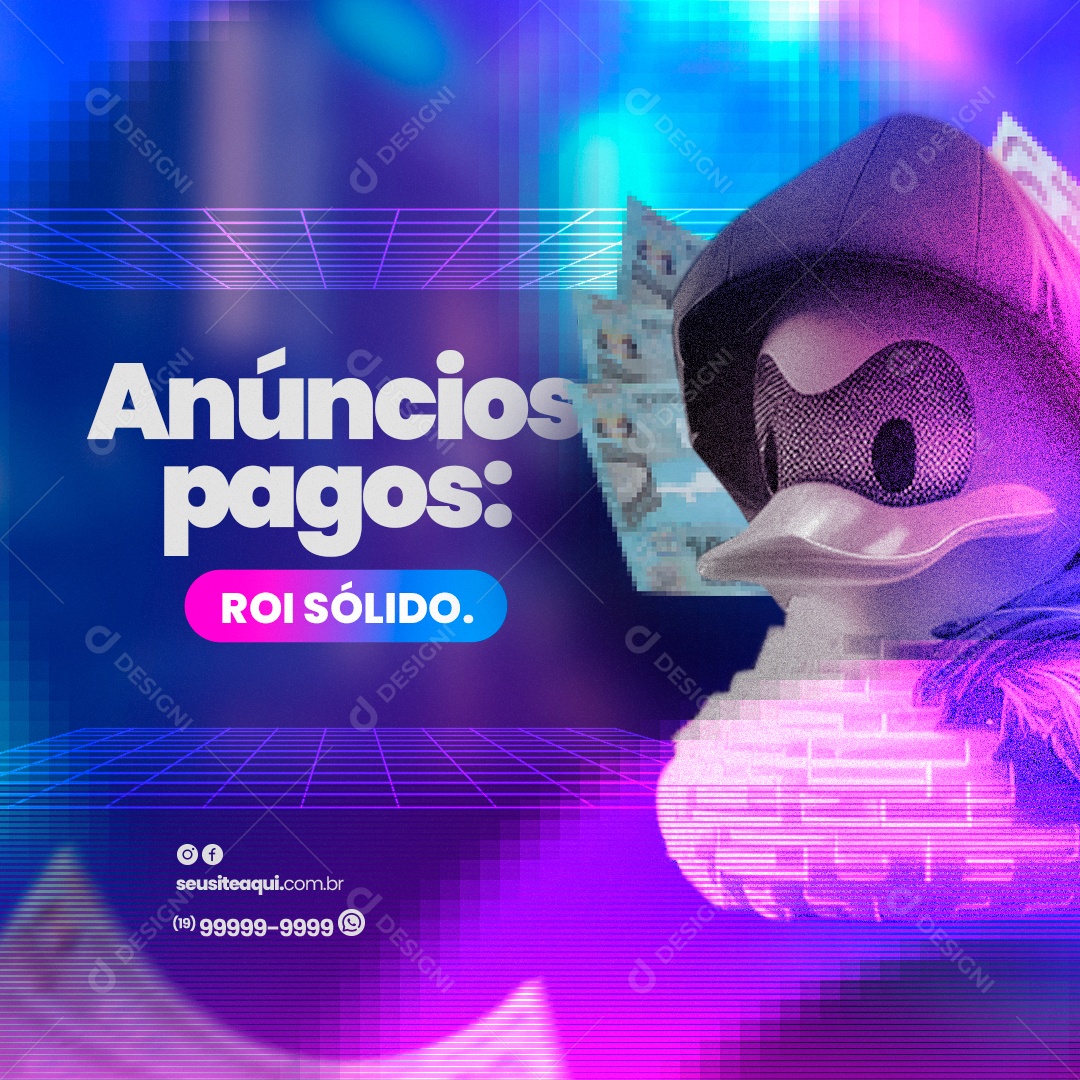 Marketing Digital Anúncios Pagos Roi Sólido Social Media PSD Editável