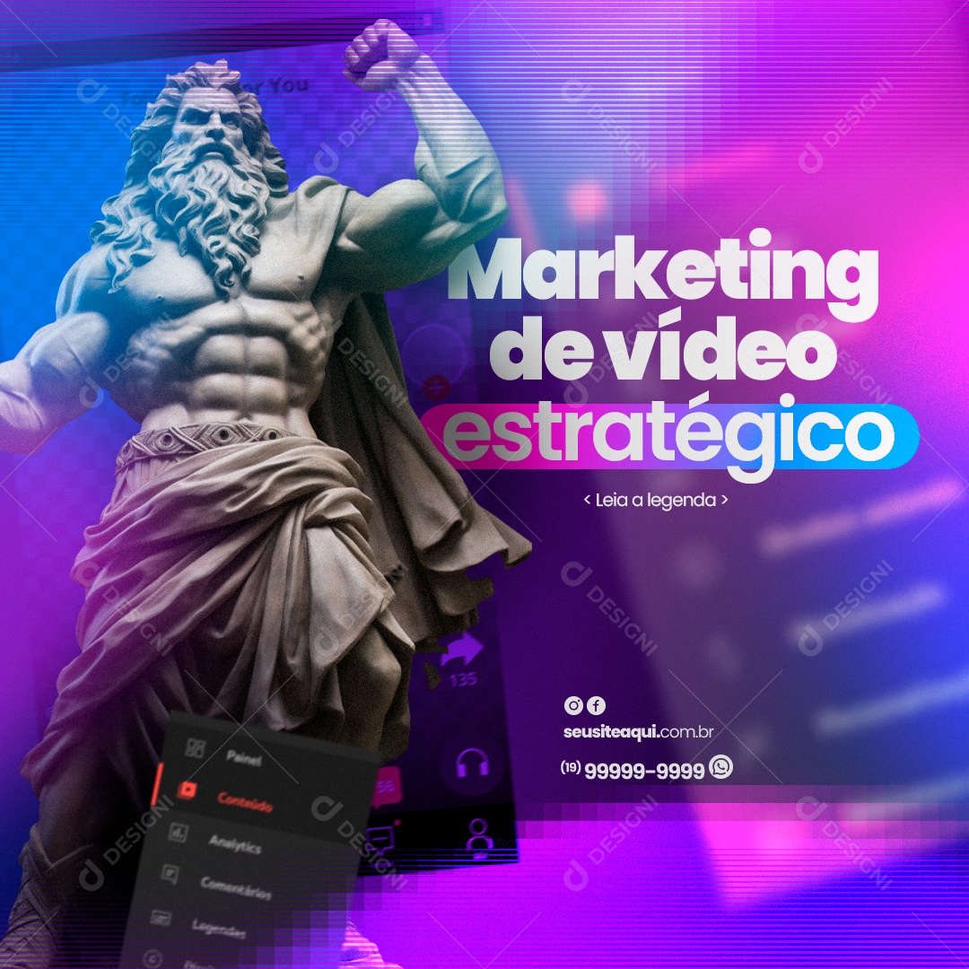 Marketing de Vídeo Estratégico Social Media PSD Editável