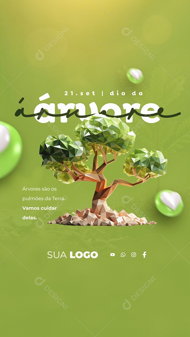 Story Dia da Árvore São Pulmões da Terra Vamos Cuidar Delas Social Media PSD Editável