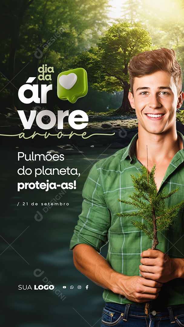 Story Dia da Árvore Pulmões do Planeta Proteja as Social Media PSD Editável