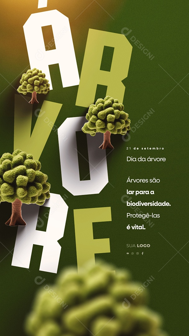 Story Dia da Árvore 21 de Setembro São Lar para a Biodiversidade Social Media PSD Editável