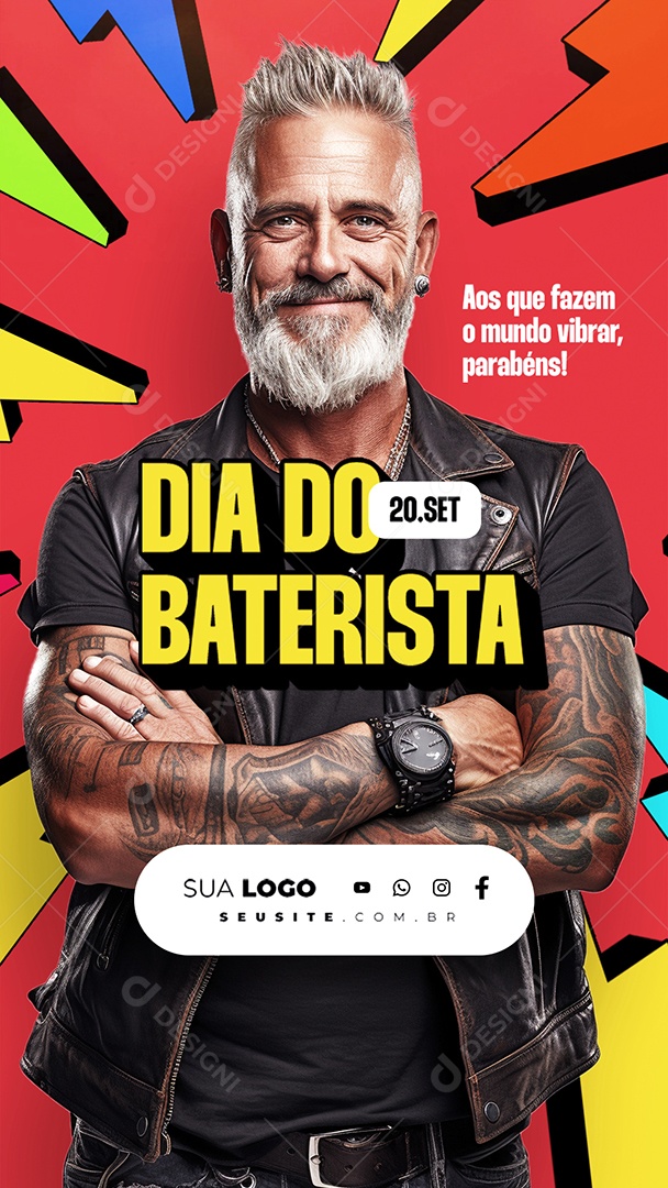 Story Dia do Baterista Aos que Fazem o Mundo Vibrar Parabéns Social Media PSD Editável