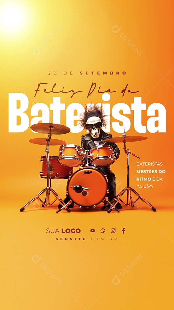 Story Dia do Baterista Mestres do Ritmo e da Paixão Social Media PSD Editável