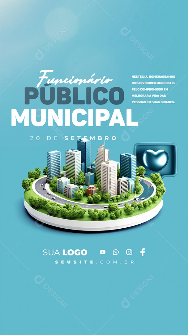 Story Dia Do Funcionário Público Municipal 20 de Setembro Social Media PSD Editável