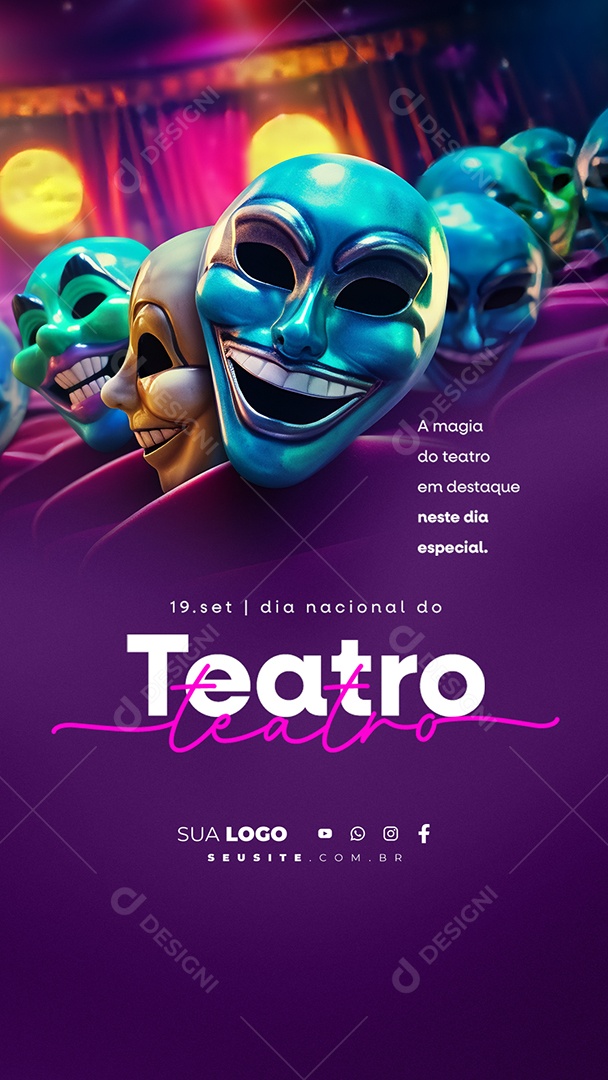 Story Dia Nacional Do Teatro A Magia do Teatro em Destaque Social Media PSD Editável