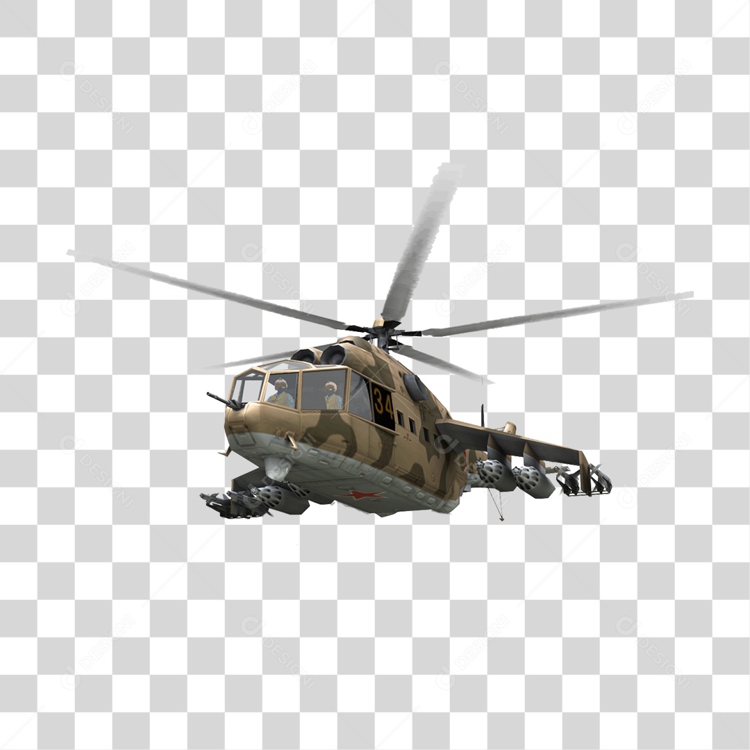 Helicóptero de Guerra PNG Transparente