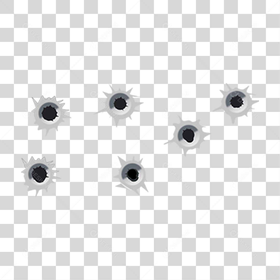 Furos de Tiros Disparados PNG Transparente