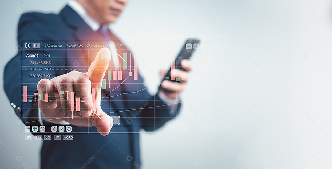 Mercado de ações, crescimento empresarial, progresso ou conceito de sucesso.