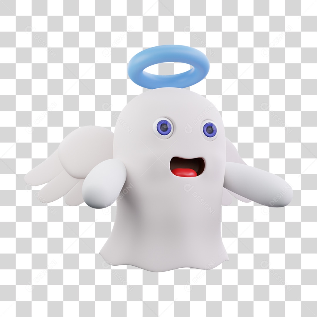 Elemento 3D Fantasma Dia das Bruxas PNG Transparente