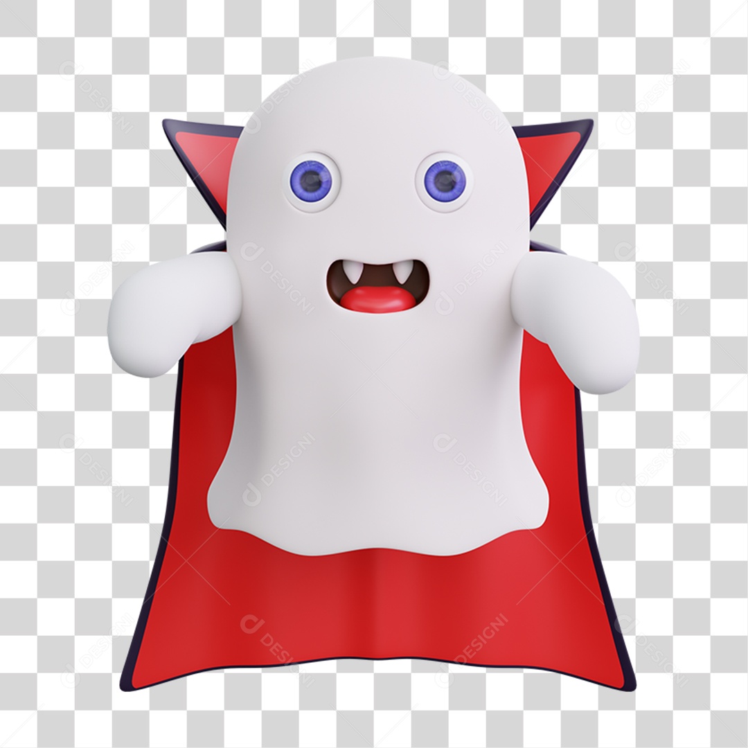 Elemento 3D Fantasma Dia das Bruxas PNG Transparente
