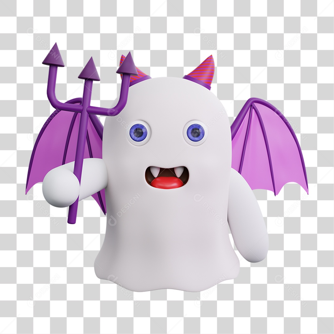 Elemento 3D Fantasma Dia das Bruxas PNG Transparente