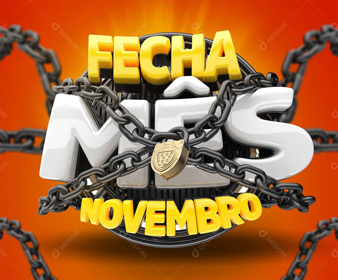 Fecha Mês Novembro Selo 3D Para Composição PSD