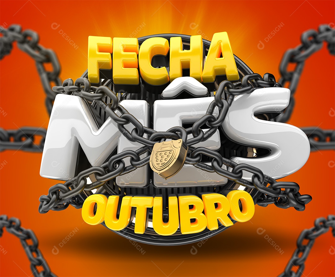 Selo 3D Fecha Mês Outubro Para Composição PSD