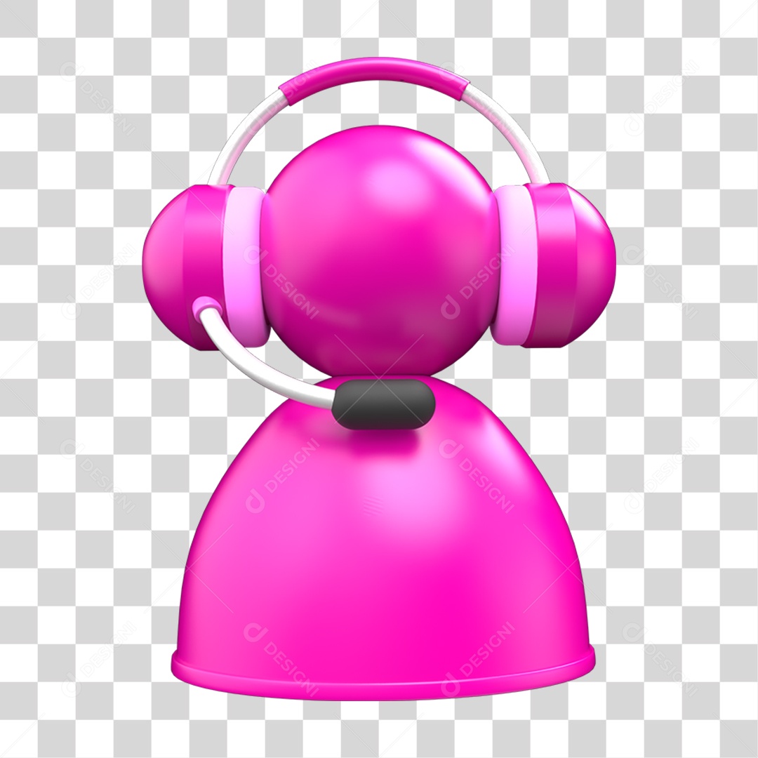 Elemento 3D Ícone Rosa Atendente PNG Transparente