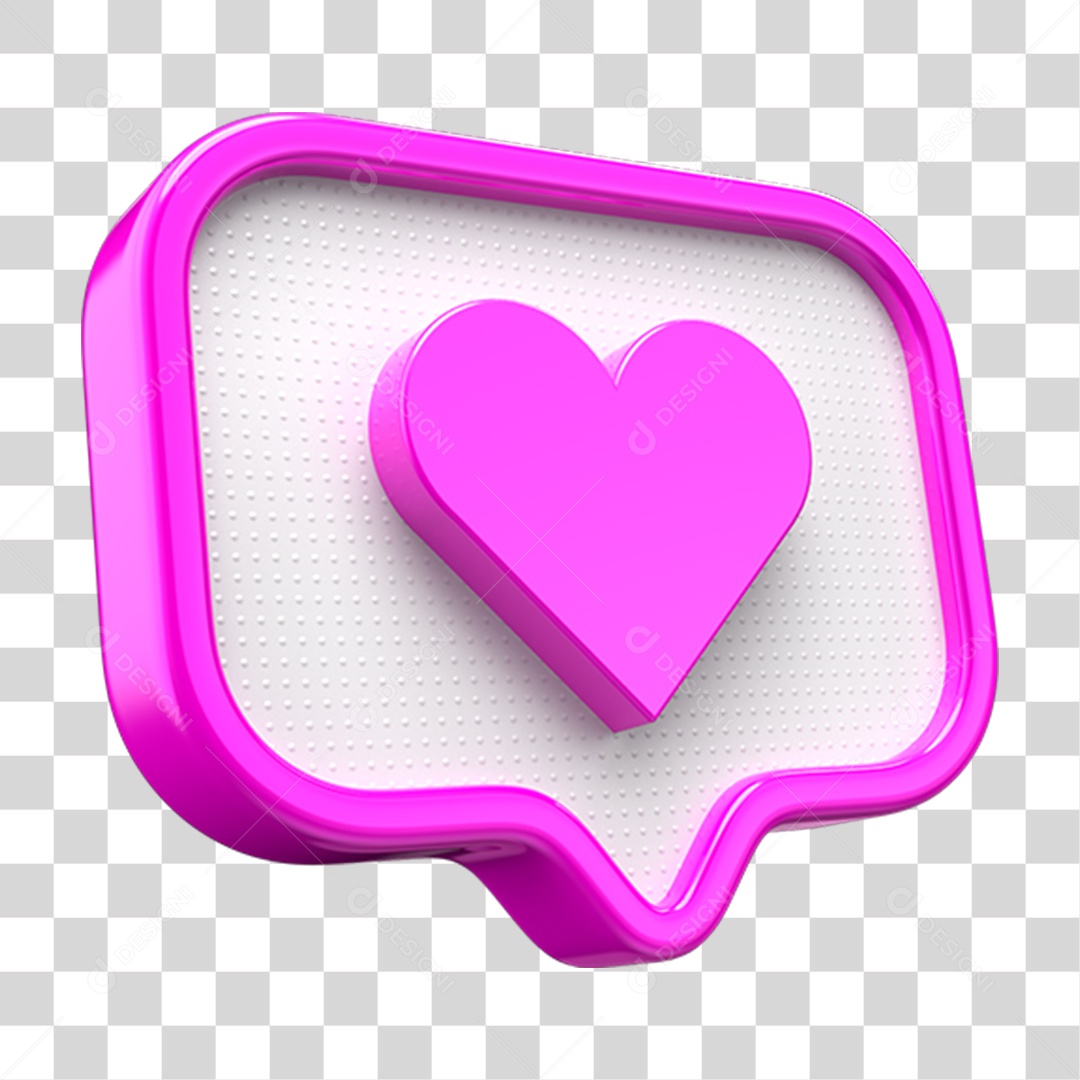 Selo 3D Caixa de Texto com Coração Rosa Outubro Rosa PNG Transparente