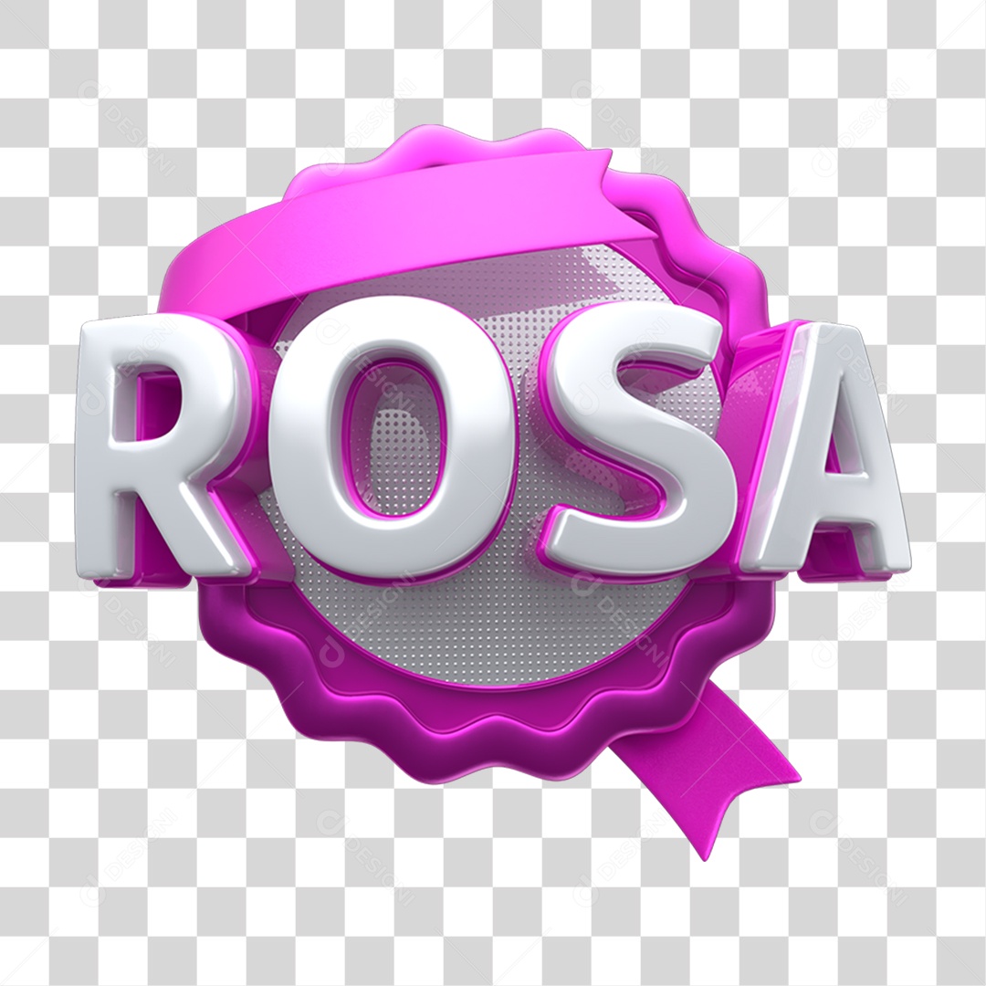 Selo 3D Rosa Outubro Rosa PNG Transparente