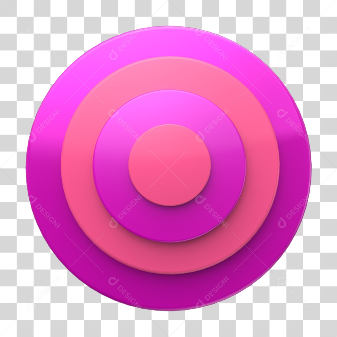 Selo 3D Alvo Rosa Outubro Rosa PNG Transparente