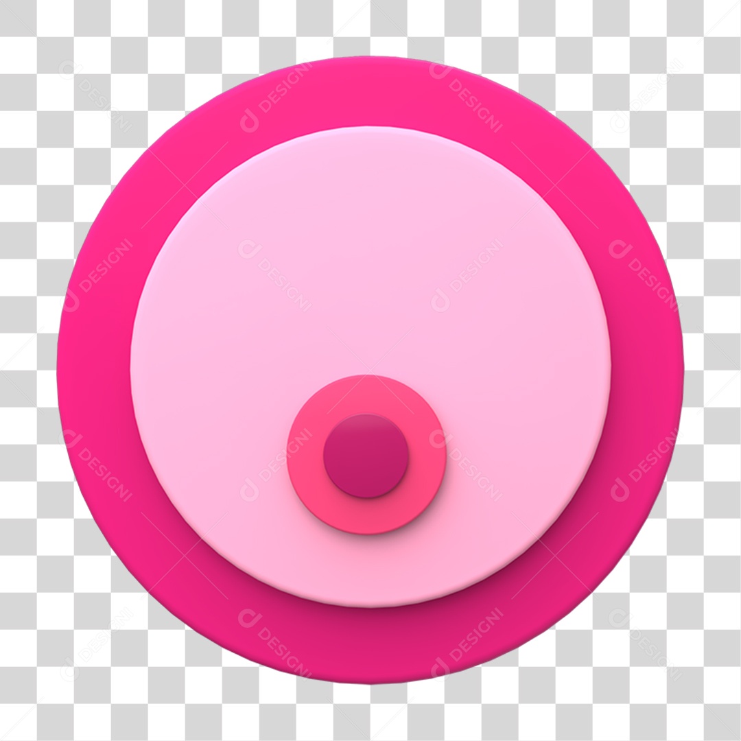 Selo 3D Alvo Rosa Outubro Rosa PNG Transparente