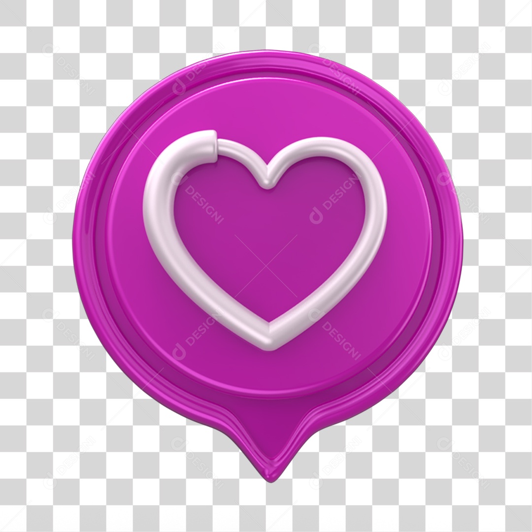 Selo 3D Caixa de Texto com Coração Rosa Outubro Rosa PNG Transparente