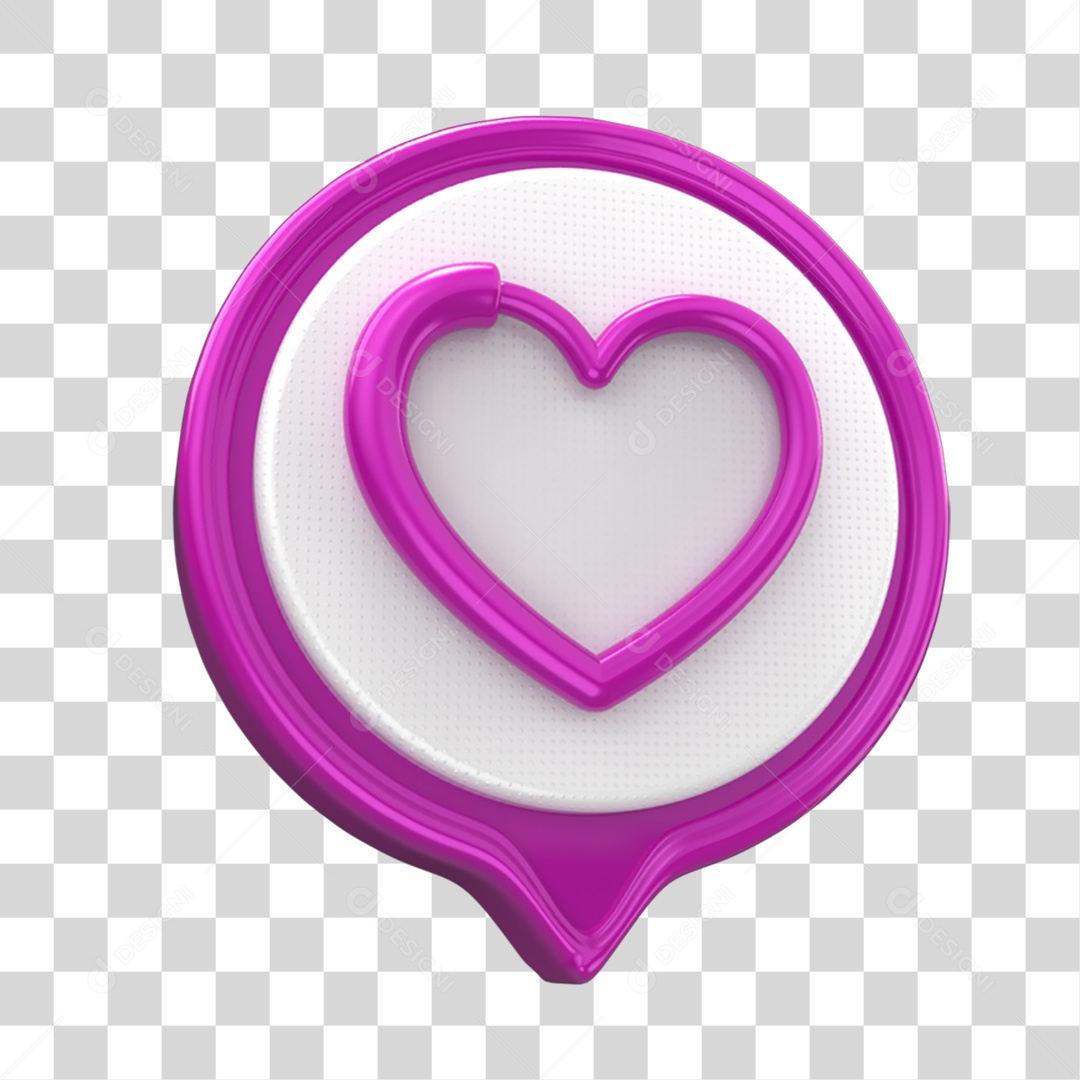 Selo 3D Caixa de Texto com Coração Rosa Outubro Rosa PNG Transparente