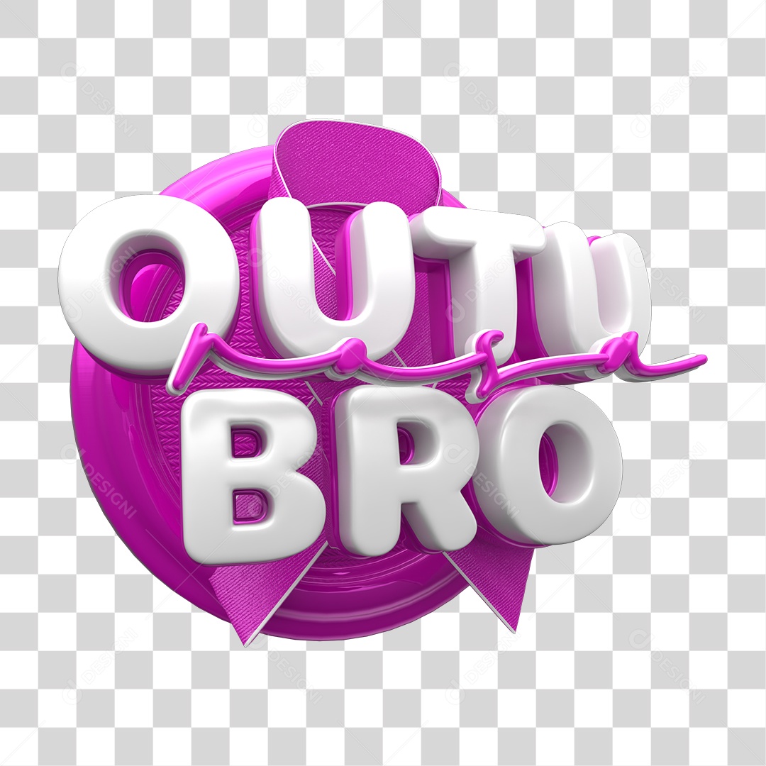 Selo 3D Rosa Outubro Rosa PNG Transparente