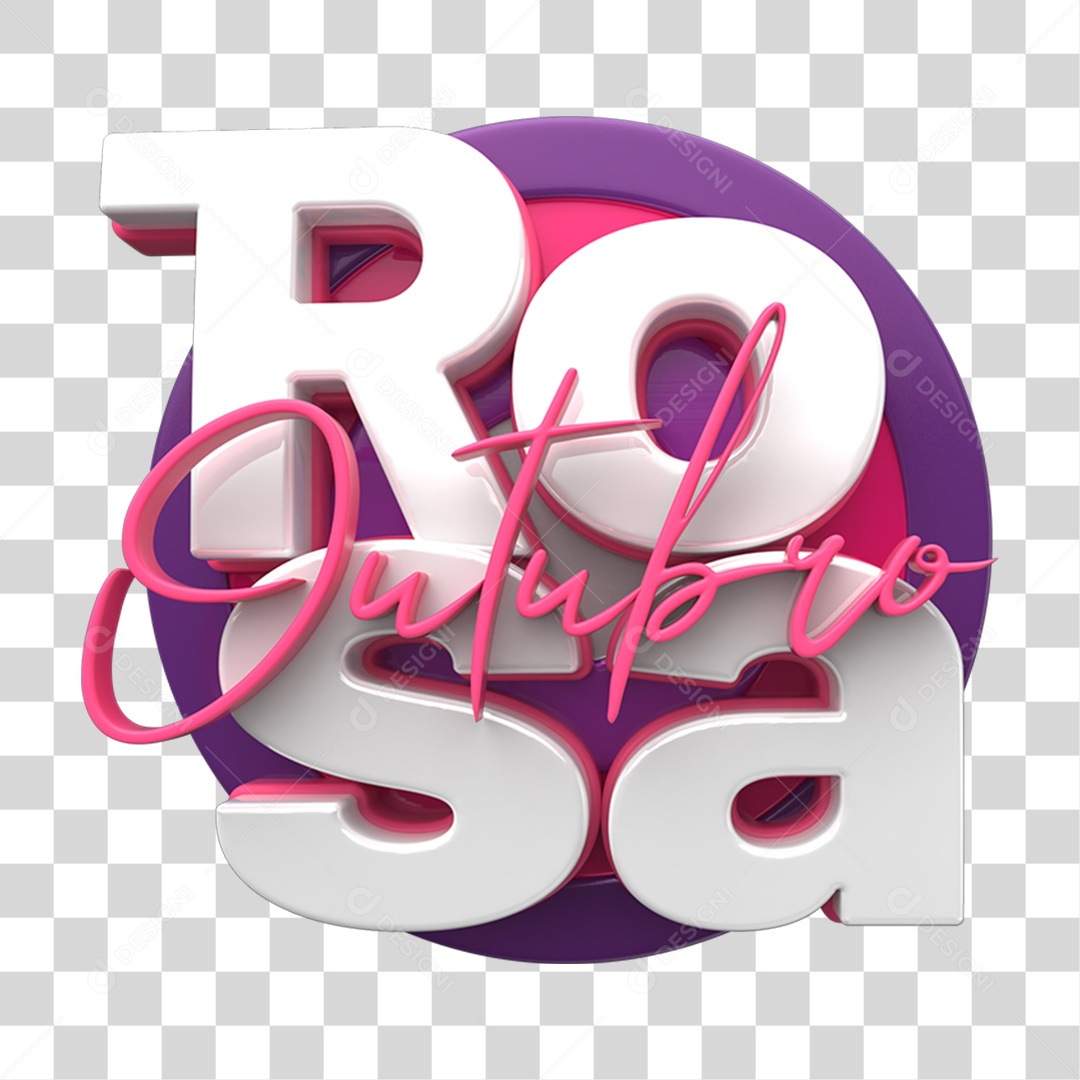 Selo 3D Rosa Outubro Rosa PNG Transparente
