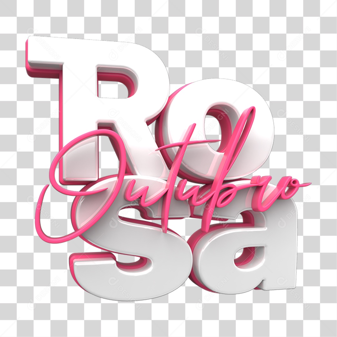 Selo 3D Rosa Outubro Rosa PNG Transparente