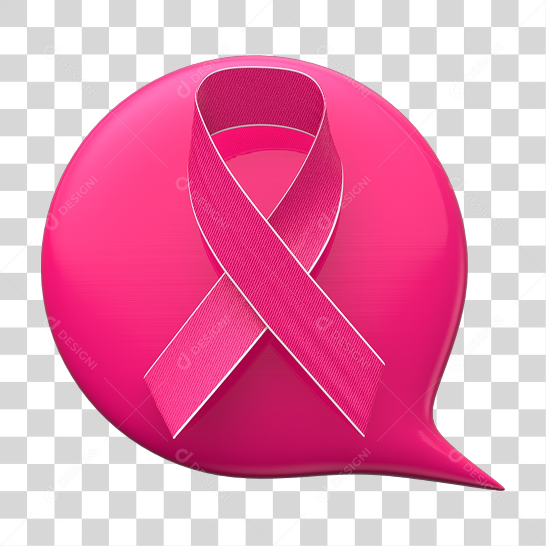 Selo 3D Caixa de Texto com Laço Rosa Outubro Rosa PNG Transparente