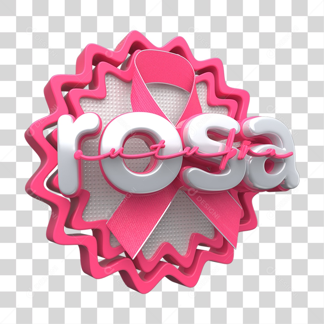 Selo 3D Outubro Rosa PNG Transparente
