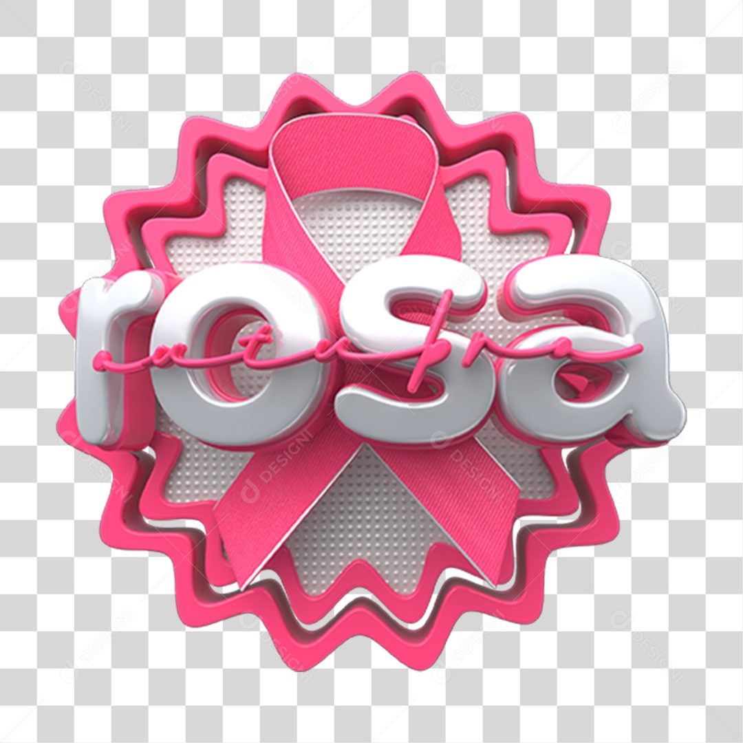 Selo 3D Outubro Rosa PNG Transparente
