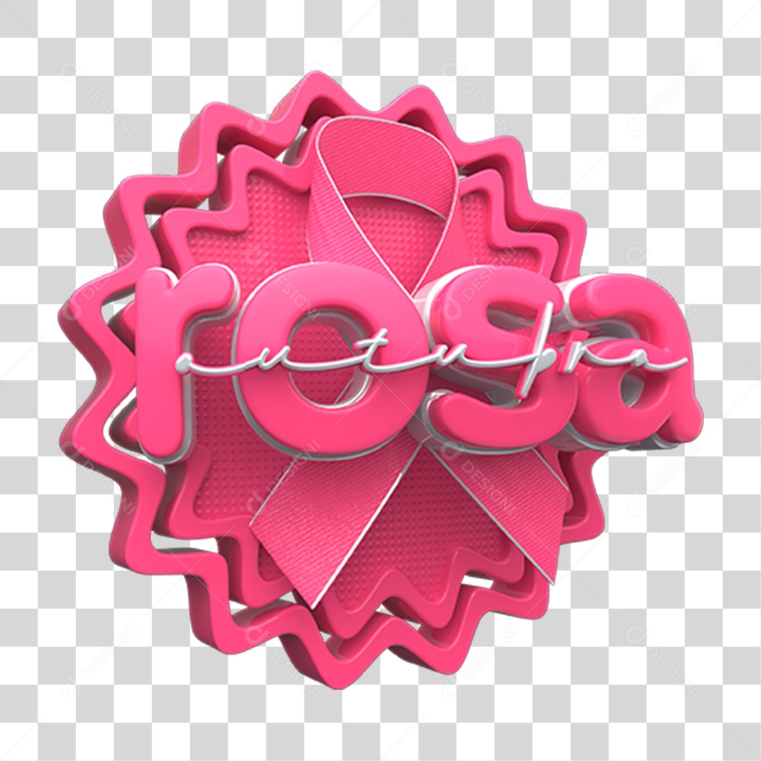 Selo 3D Outubro Rosa PNG Transparente