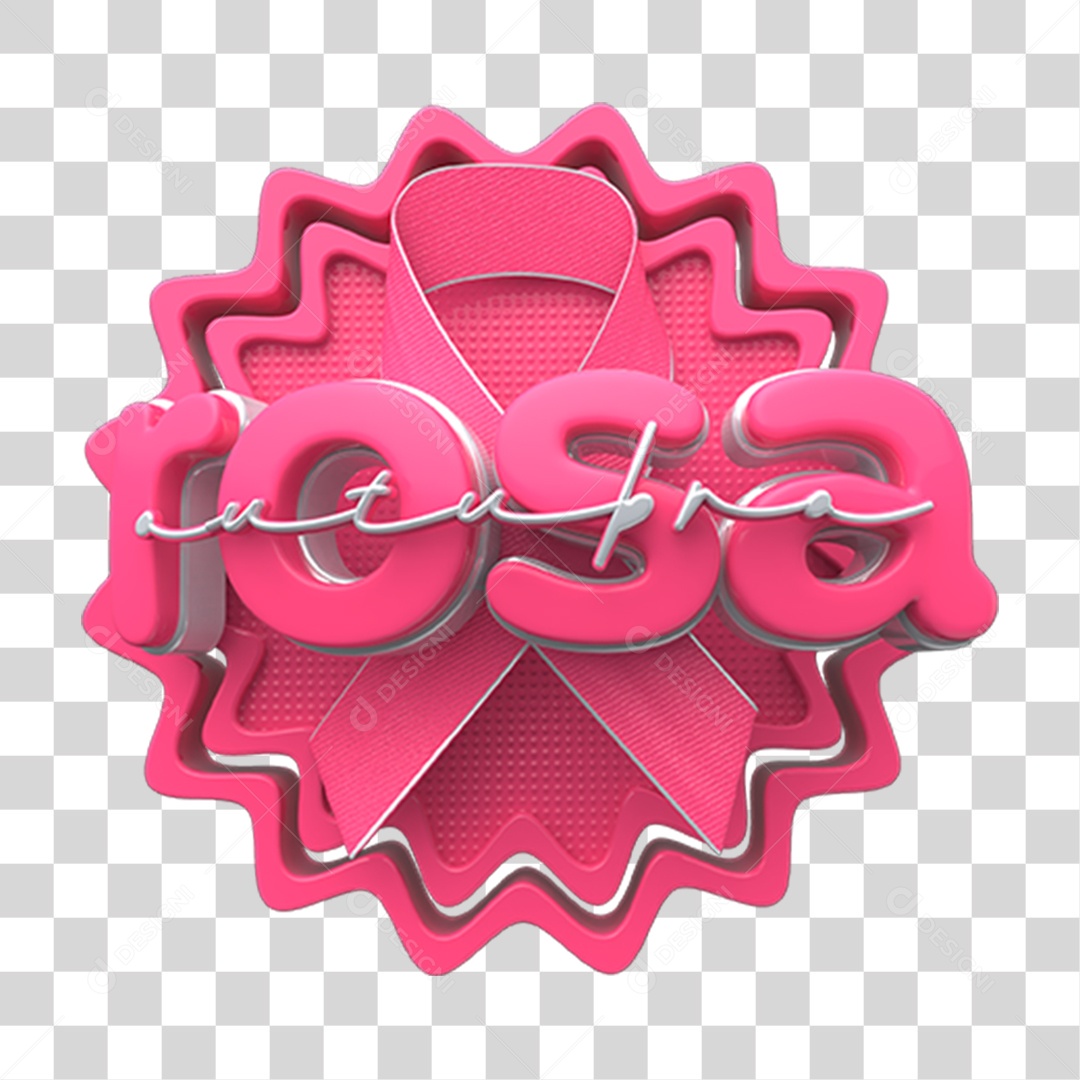Selo 3D Outubro Rosa PNG Transparente