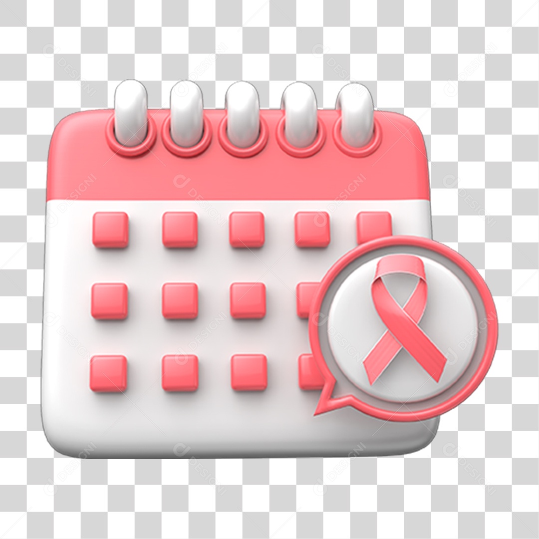 Calendário Outubro Rosa PNG Transparente