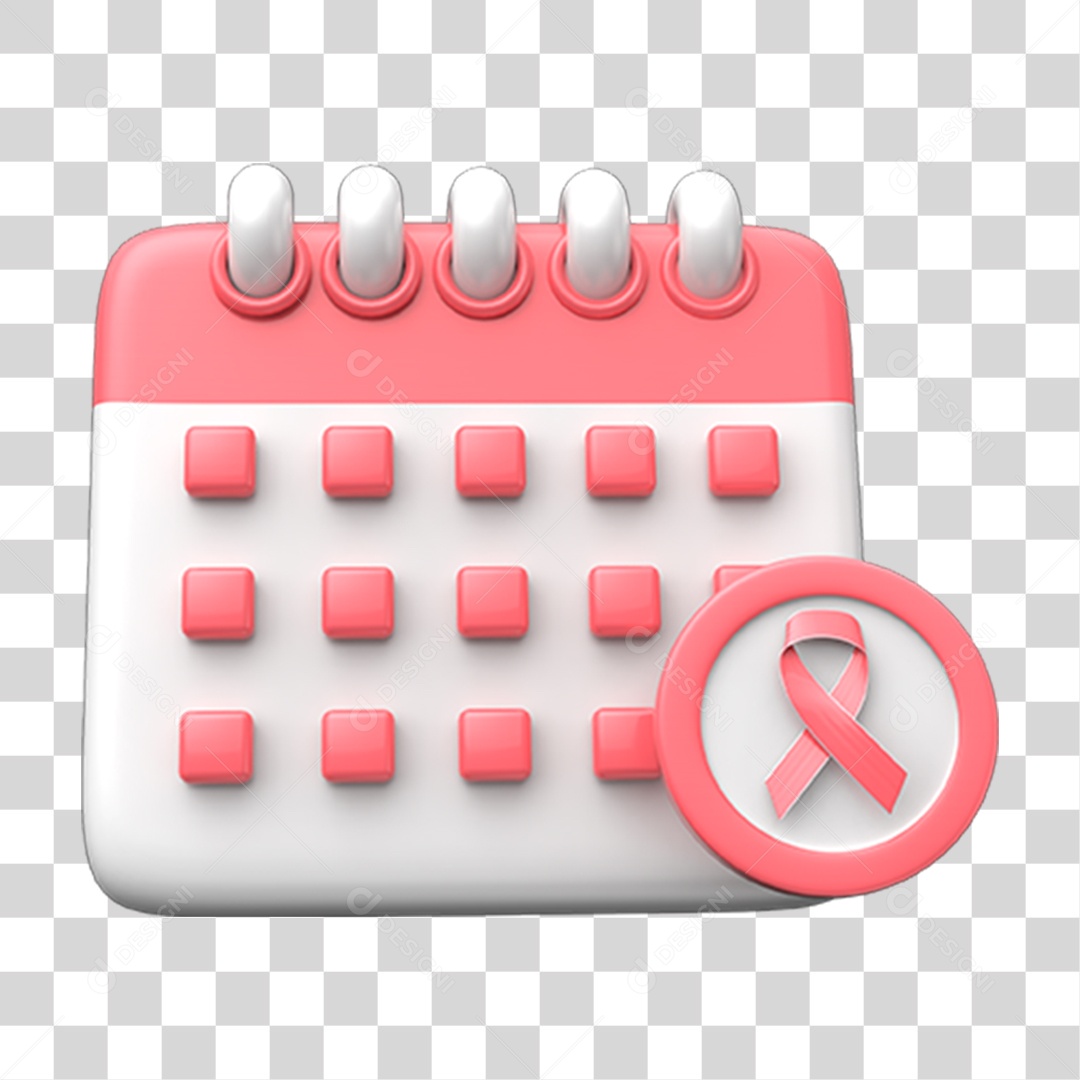 Calendário Outubro Rosa PNG Transparente