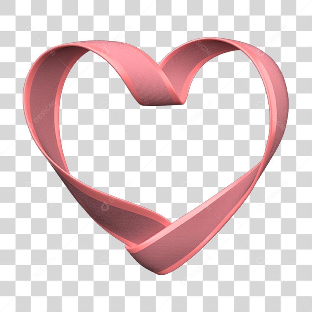 Coração de Fita Rosa Outubro Rosa PNG Transparente