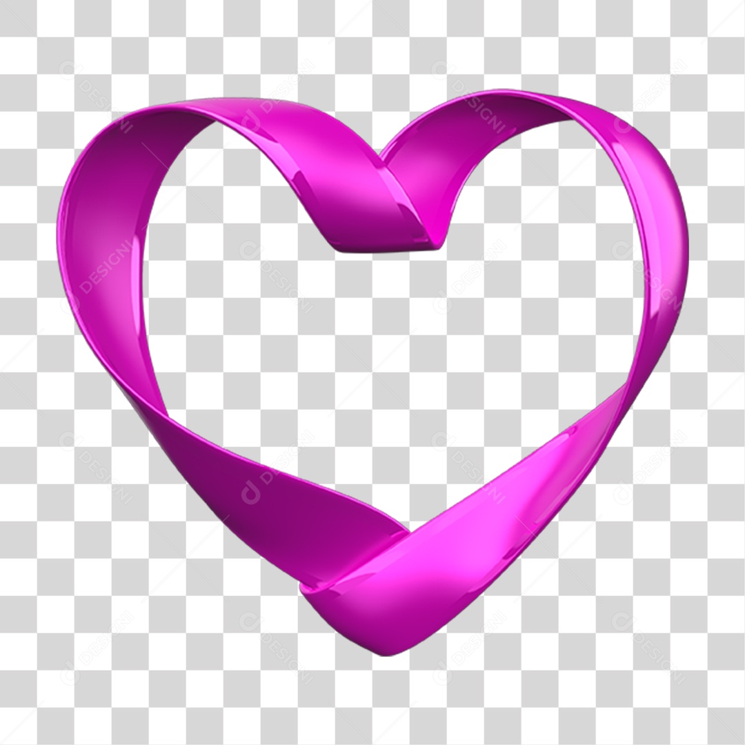 Coração de Fita Rosa Outubro Rosa PNG Transparente