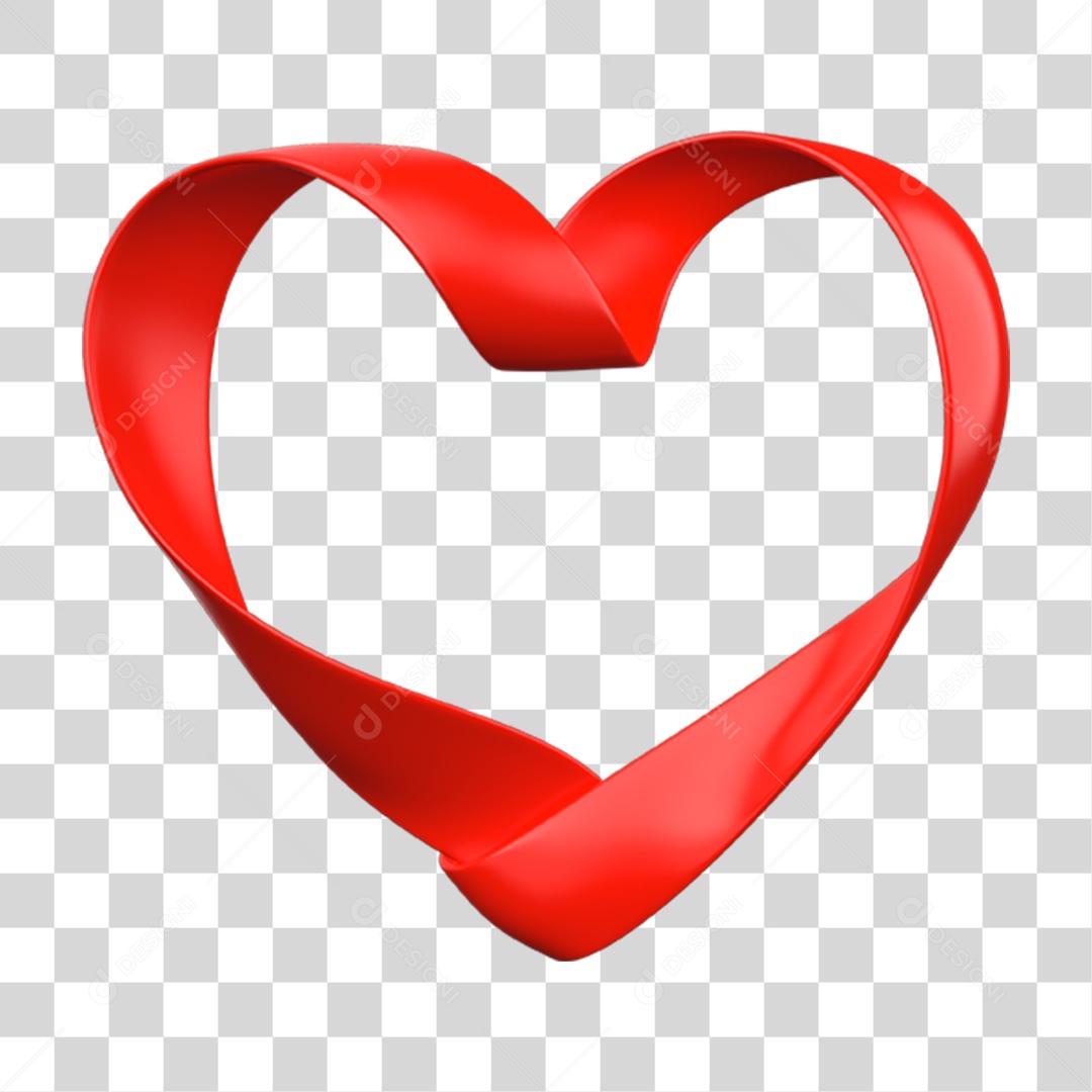 Coração de Fita Vermelha Outubro Rosa PNG Transparente