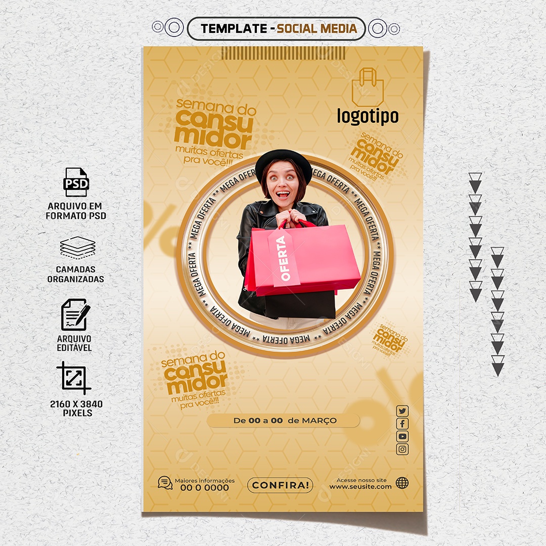 Social Media Story Semana Do Consumidor Muitas Ofertas PSD Editável