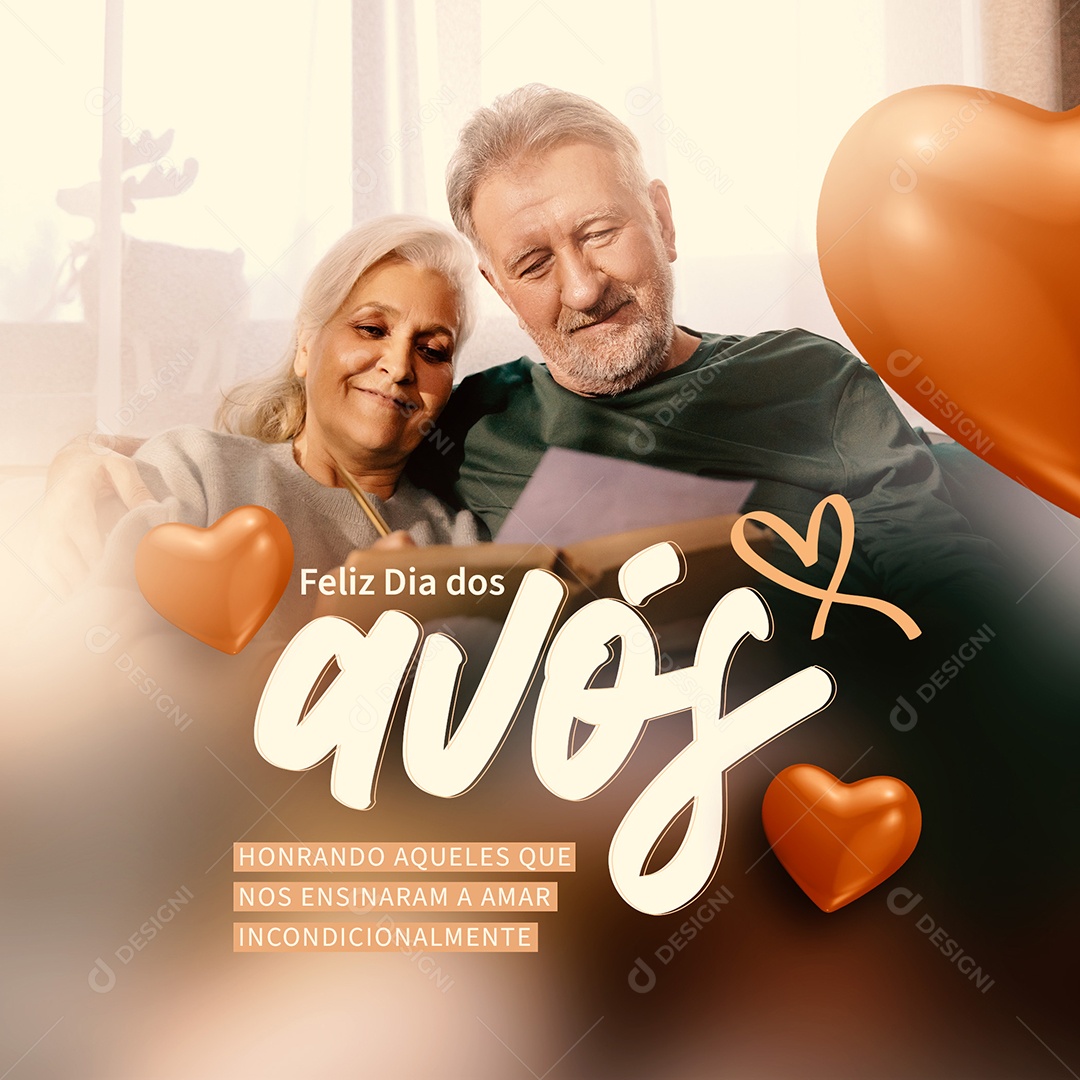 Feliz Dia dos Avós Honrando Aqueles nos Ensina a Amar Incondicionalmente Social Media PSD Editável