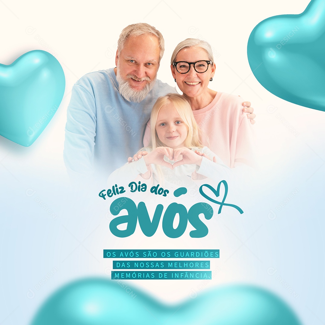 Feliz Dia dos Avós são os Guardiões das Nossas Melhores Memórias de Infância Social Media PSD Editável