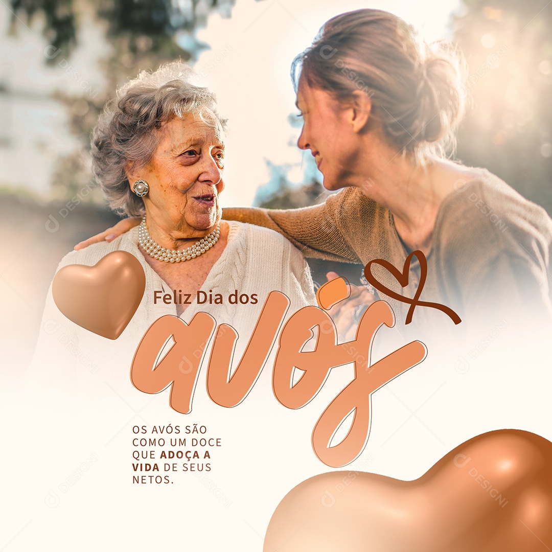 Feliz Dia dos Avós Um Doce que Adoça a Vida dos seus Netos Social Media PSD Editável