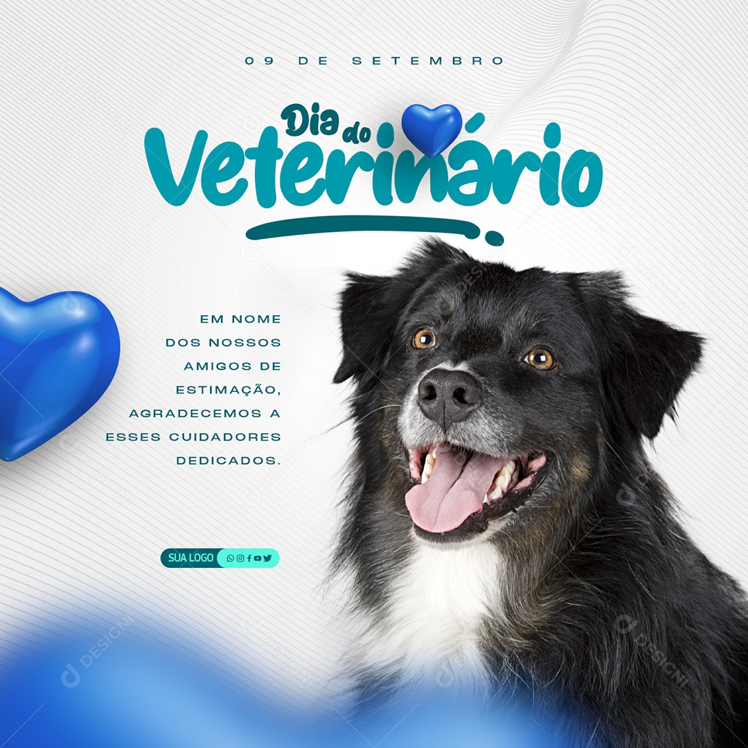 Dia do Veterinário 09 de Setembro em Nome dos Nossos Amigos de Estimação Agradecemos a esses Cuidadores Dedicados Social Media PSD Editável