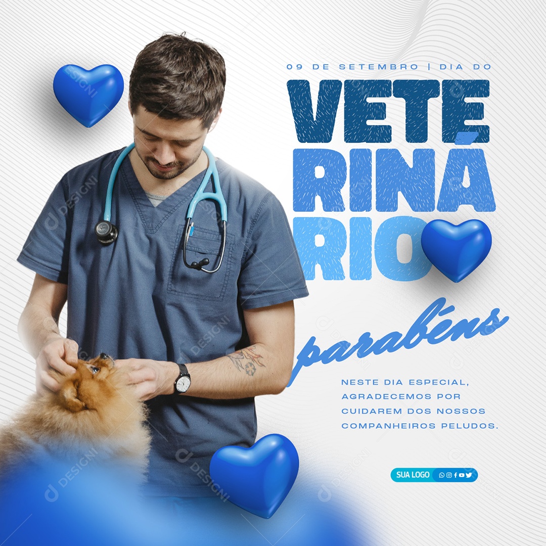 Dia do Veterinário 09 de Setembro Parabéns Social Media PSD Editável