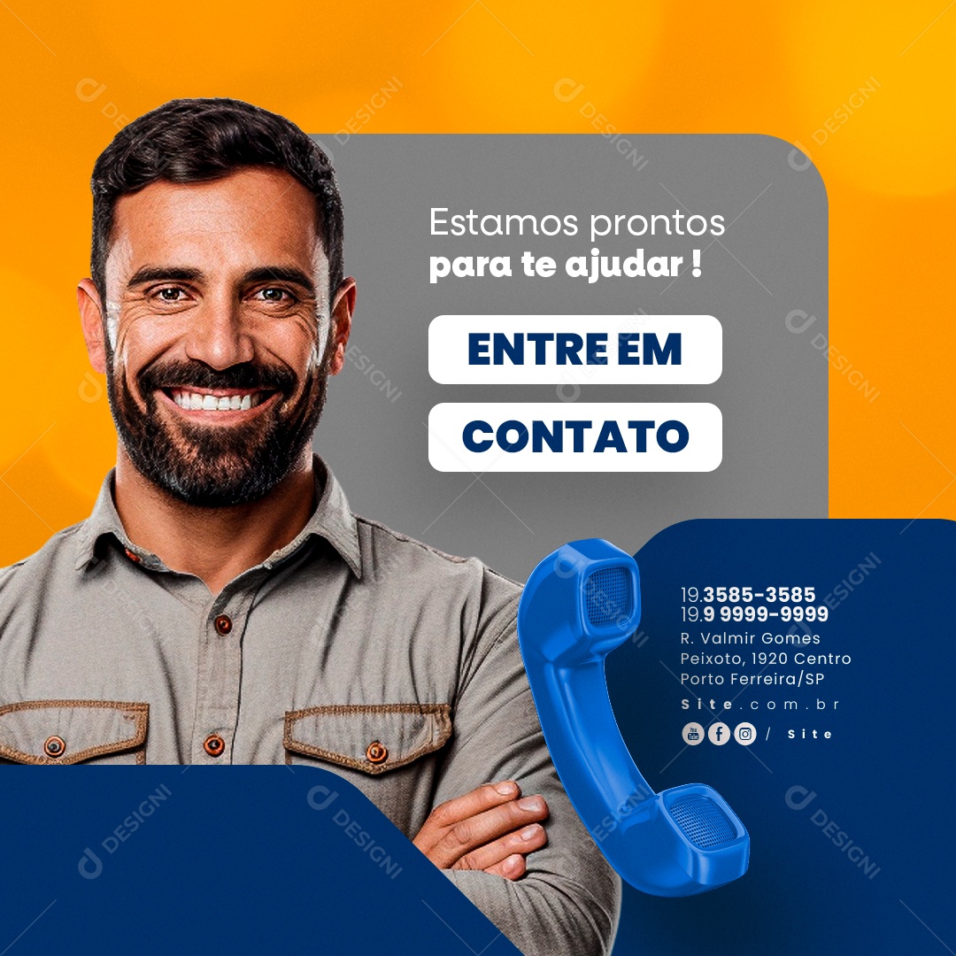 Materiais de Construção Estamos Prontos para te Ajudar Entre em Contato Social Media PSD Editável