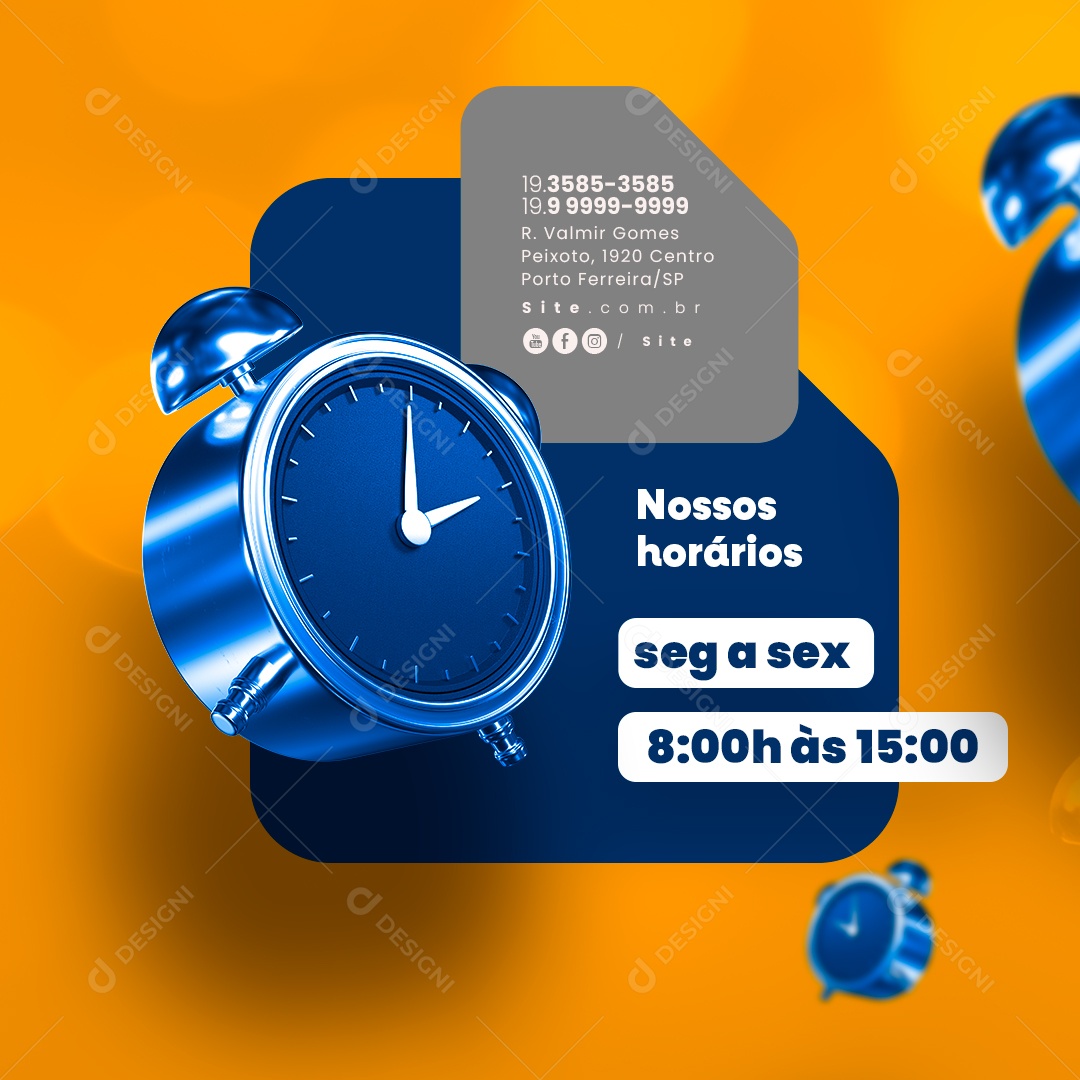 Materiais de Construção Nossos Horários Segunda a Sexta Social Media PSD Editável