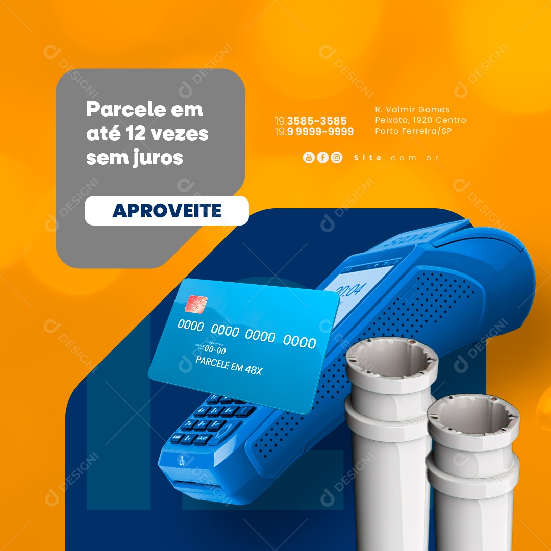 Materiais de Construção Parcele em Até 12 Vezes sem juros Social Media PSD Editável