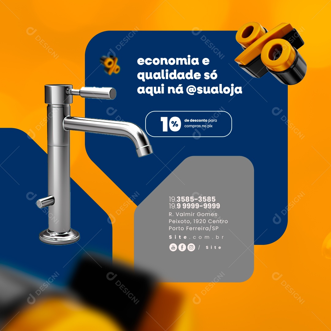 Materiais de Construção Economia e Qualidade só Aqui Social Media PSD Editável