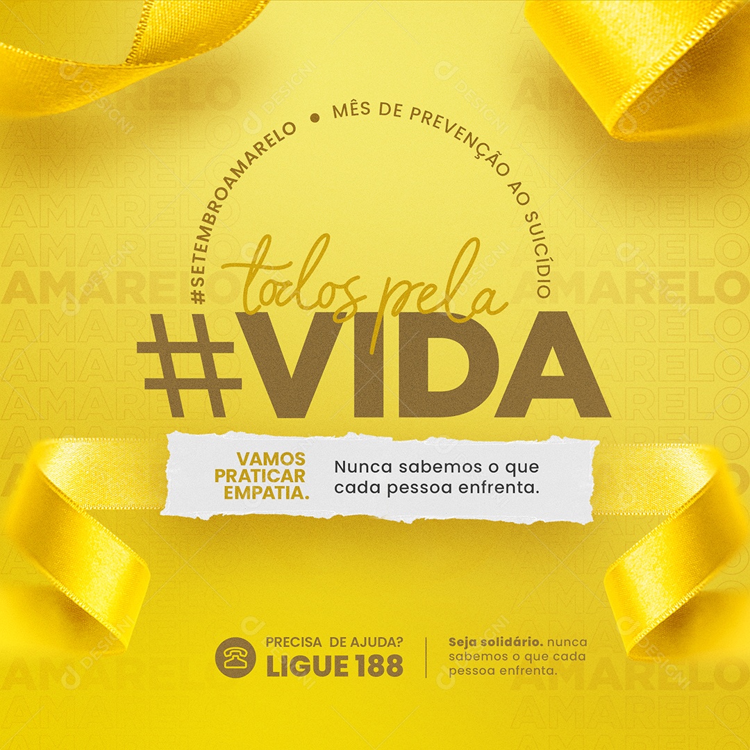 Todos Pela Vida Mês De Prevenção Ao Suicídio Setembro Amarelo Social Media PSD Editável