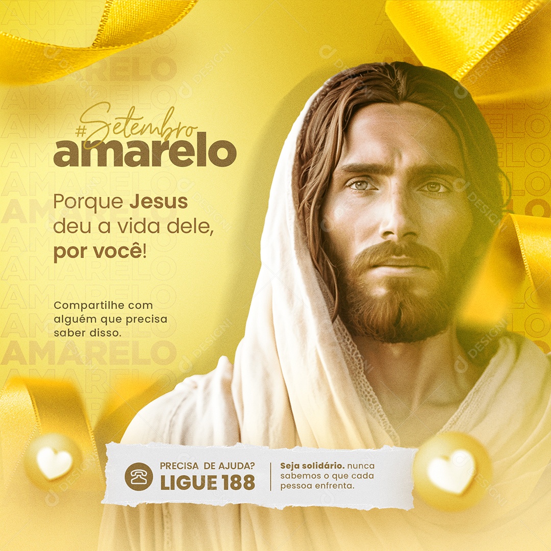 Setembro Amarelo Jesus Deu A Vida Dele Por Você Social Media PSD Editável