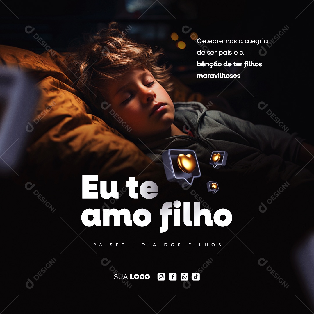 Dia dos Filhos Eu te Amo Filho 23 de Setembro Social Media PSD Editável